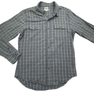 Bridge & Burn Shirt Mens M Blue Gray Plaid Slim Fit Long Sleeve Button Flannel